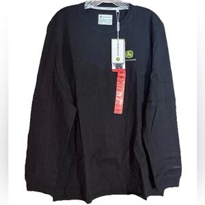 John Deere Men's Long Sleeve Heavyweight Black Cotton T-Shirt, Size Medium, NWT